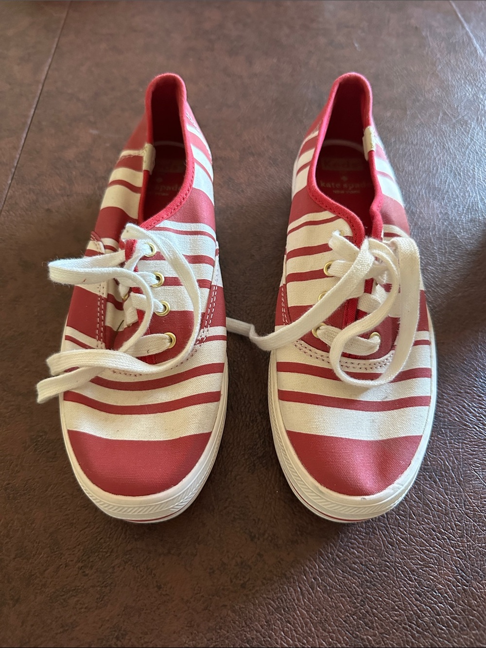 kate spade Red and White Striped Canvas Sneakers